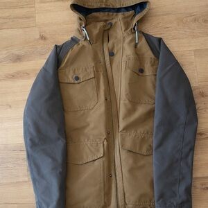 Men's Military Style Ripzone Hooded Jacket in Brown and Gray